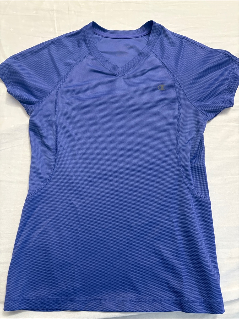 Champion Women's Short-Sleeve V-Neck Athletic Tee in Periwinkle Blue